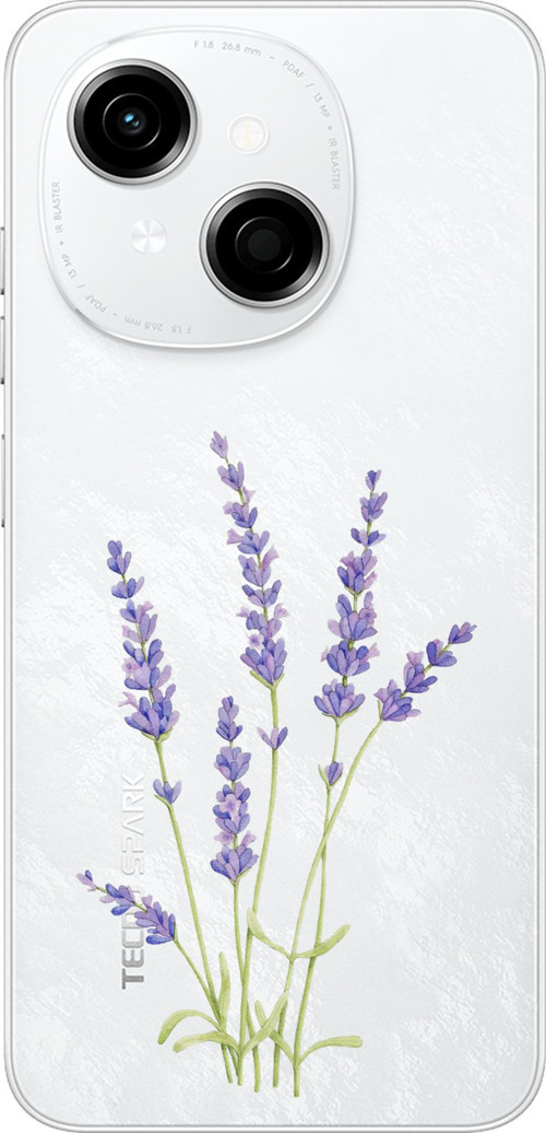 Tecno Spark GO 1 Uyumlu Lavanta Çiçek Tasarımlı Baskılı Silikon Kılıf