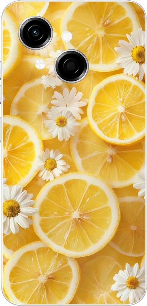 Tecno Spark GO 1 Uyumlu Limon Dilimleri ve Papatya Desenli Baskılı Silikon Kılıf