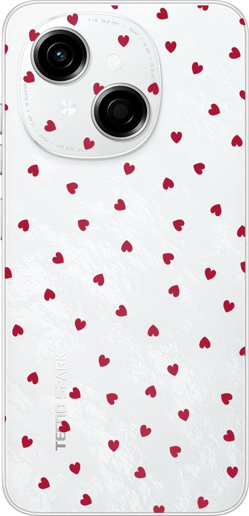 Tecno Spark GO 1 Uyumlu Kırmızı Kalpler Tasarımlı Baskılı Silikon Kılıf