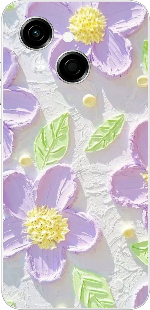 Tecno Spark GO 1 Uyumlu Mor Papatyalar Sulu Boya Baskılı Silikon Kılıf
