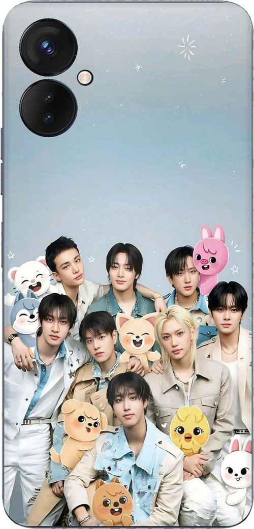 Tecno Spark 9 Pro Uyumlu Tray Kids K-Pop Grubu ve SKZOO Temalı Baskılı Silikon Kılıf