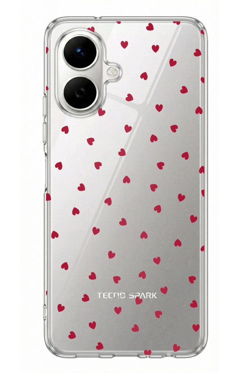 Tecno Spark Go 2 Uyumlu Kırmızı Kalpler Tasarımlı Baskılı Silikon Kılıf