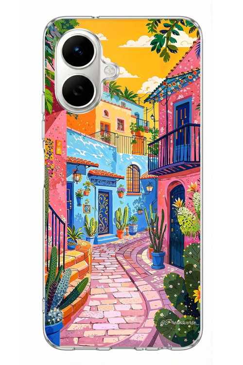 Tecno Spark Go 2 Uyumlu Renkli Sanat Sokak Silikon Kılıf Baskılı Silikon Kılıf