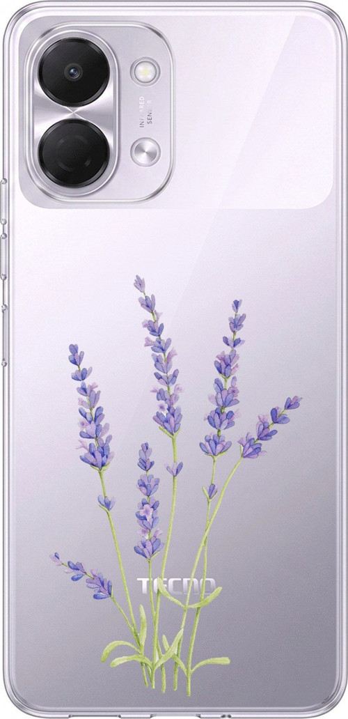 Tecno Spark GO 3 Uyumlu Lavanta Çiçek Tasarımlı Baskılı Silikon Kılıf