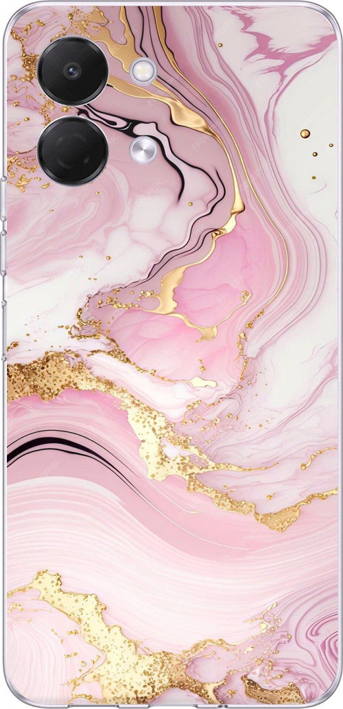 Tecno Spark GO 3 Uyumlu Pembe Mermer Baskılı Silikon Kılıf