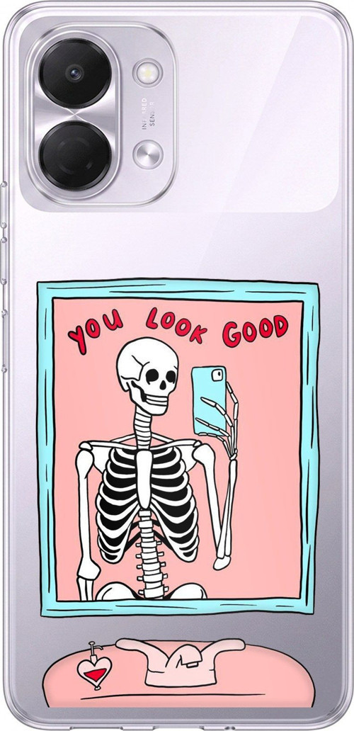 Tecno Spark GO 3 Uyumlu You Look Good İskelet Tasarımlı Baskılı Silikon Kılıf
