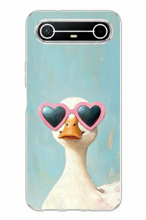Tecno Spark Slim 5G Uyumlu Yağlı Boya Pop-Art Ördek Baskılı Silikon Kılıf