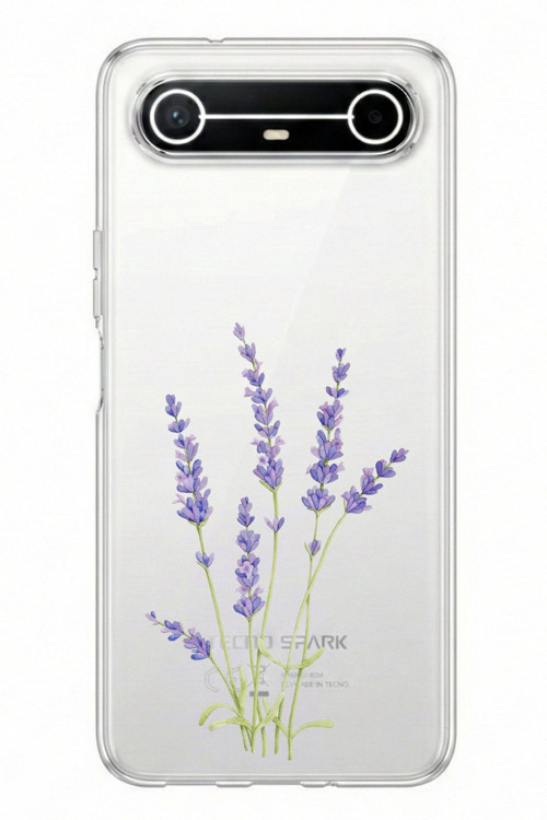 Tecno Spark Slim 5G Uyumlu Lavanta Çiçek Tasarımlı Baskılı Silikon Kılıf