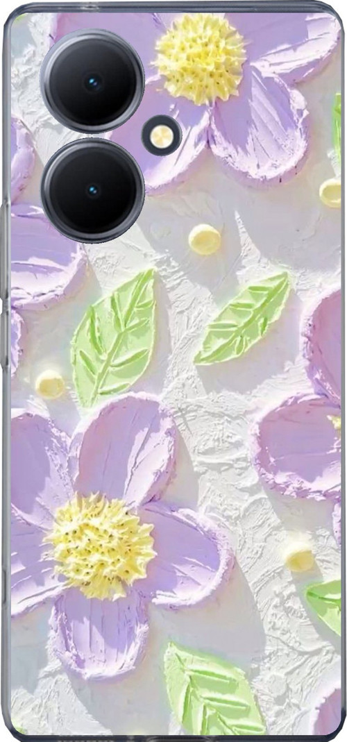 Vivo V29 Lite 5G Uyumlu Mor Papatyalar Sulu Boya Baskılı Silikon Kılıf