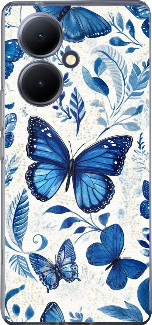 Vivo V29 Lite 5G Uyumlu Mavi Kelebekler Baskılı Silikon Kılıf