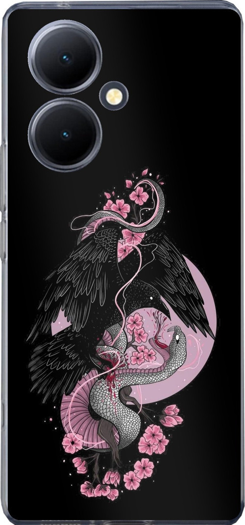 Vivo V29 Lite 5G Uyumlu Pembe Siyah Yılan Baskılı Silikon Kılıf