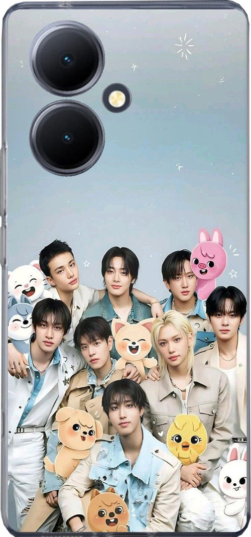 Vivo V29 Lite 5G Uyumlu Tray Kids K-Pop Grubu ve SKZOO Temalı Baskılı Silikon Kılıf