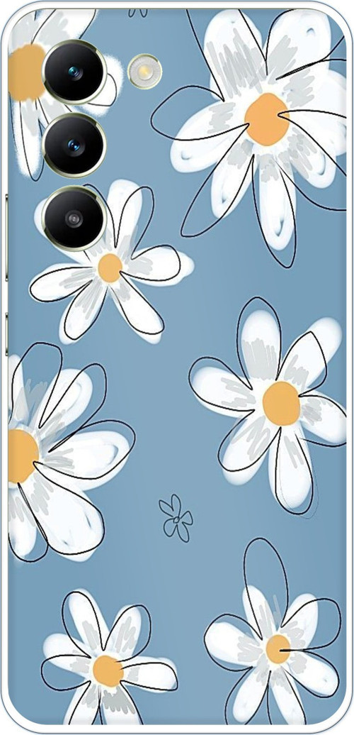 Vivo V30 Lite Uyumlu Mavi Papatya Bahçesi Baskılı Silikon Kılıf