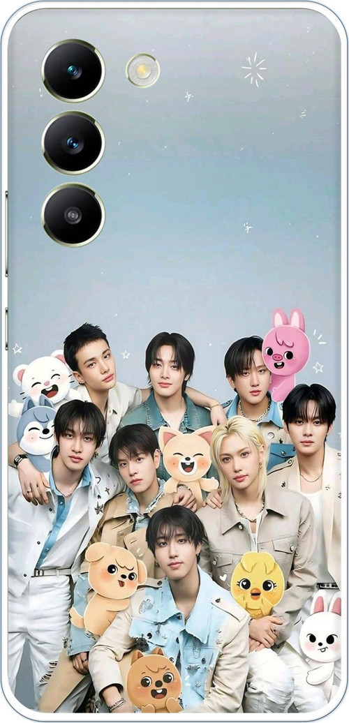 Vivo V30 Lite Uyumlu Tray Kids K-Pop Grubu ve SKZOO Temalı Baskılı Silikon Kılıf