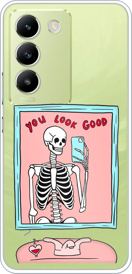 Vivo V30 Lite Uyumlu You Look Good İskelet Tasarımlı Baskılı Silikon Kılıf