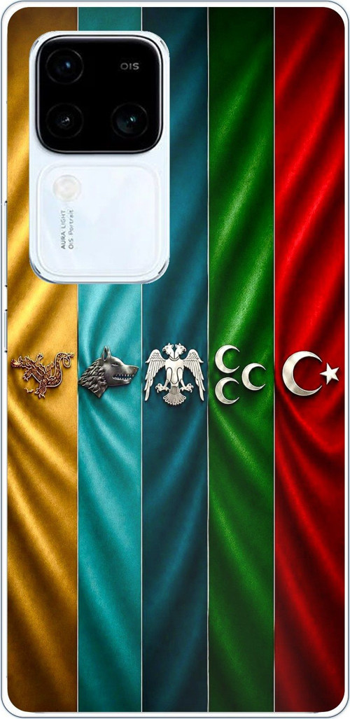 Vivo V30 Uyumlu Tarihi Türk Devletleri Bayrakları Baskılı Silikon Kılıf