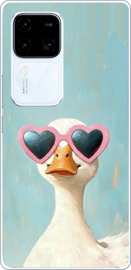 Vivo V30 Uyumlu Yağlı Boya Pop-Art Ördek Baskılı Silikon Kılıf