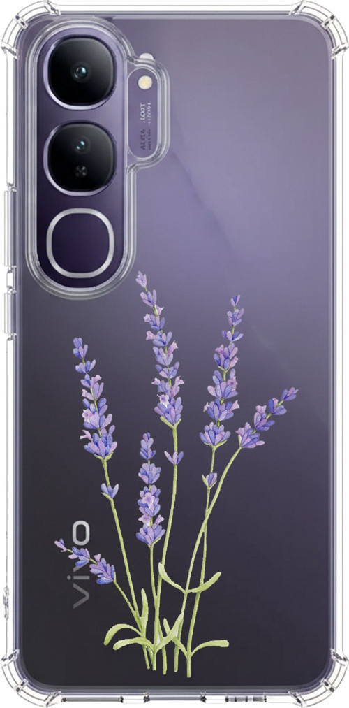 Vivo V40 Lite Uyumlu Lavanta Çiçek Tasarımlı Baskılı Silikon Kılıf