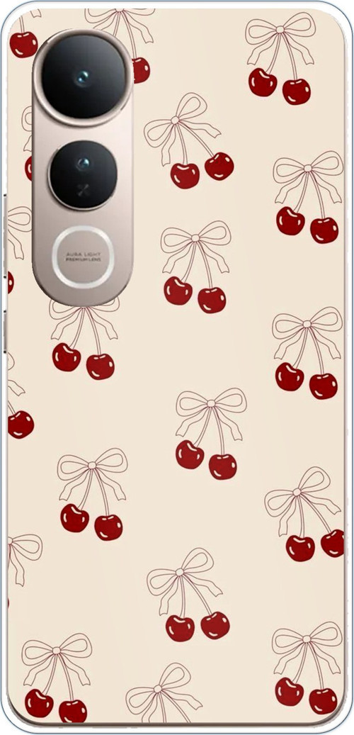 Vivo V50 Lite Uyumlu Fiyonklu Kirazlar Baskılı Silikon Kılıf