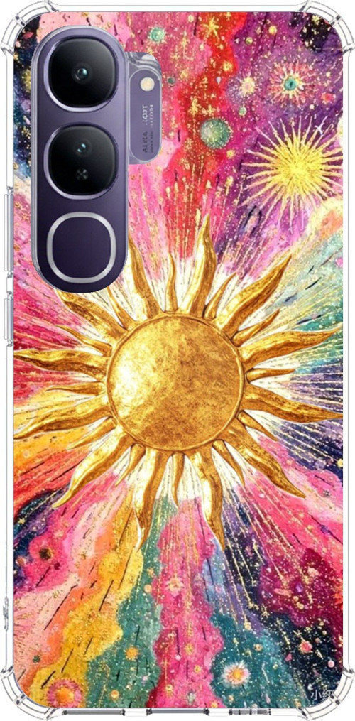 Vivo V40 Lite Uyumlu Psikedelik Galaksi ve Güneş Desenli Baskılı Silikon Kılıf