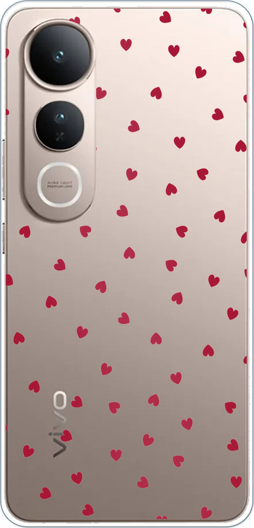 Vivo V50 Lite Uyumlu Kırmızı Kalpler Tasarımlı Baskılı Silikon Kılıf