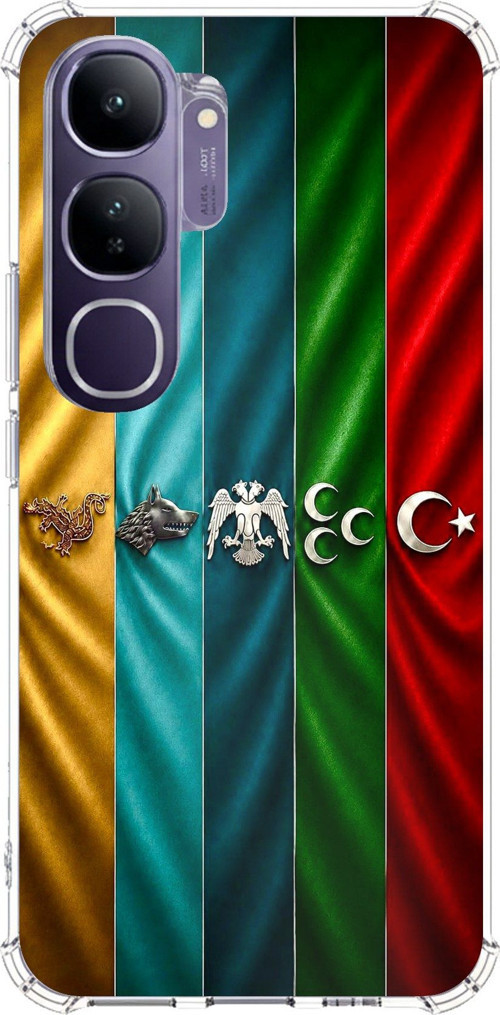 Vivo V40 Lite Uyumlu Tarihi Türk Devletleri Bayrakları Baskılı Silikon Kılıf