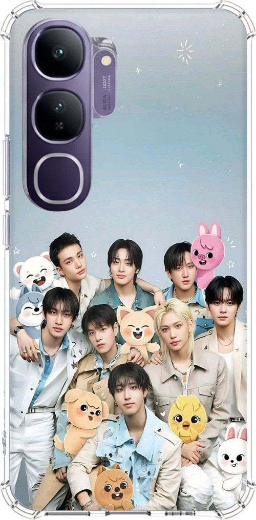 Vivo V40 Lite Uyumlu Tray Kids K-Pop Grubu ve SKZOO Temalı Baskılı Silikon Kılıf
