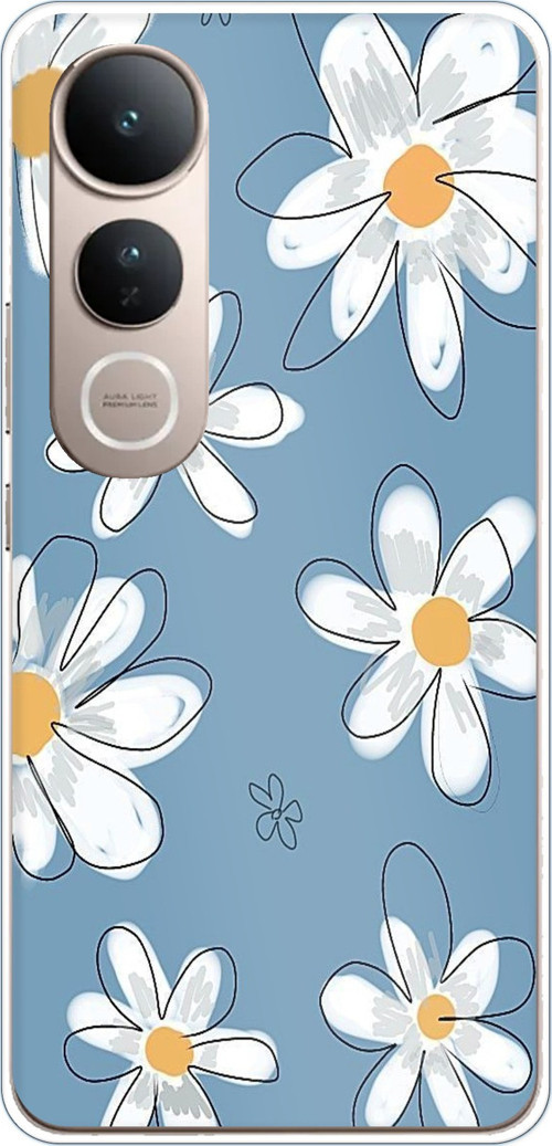 Vivo V50 Lite Uyumlu Mavi Papatya Bahçesi Baskılı Silikon Kılıf
