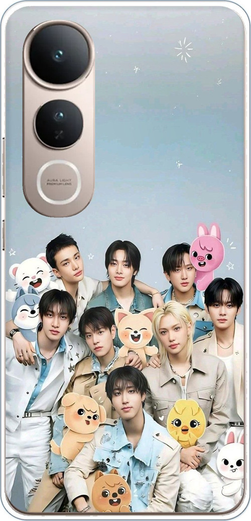 Vivo V50 Lite Uyumlu Tray Kids K-Pop Grubu ve SKZOO Temalı Baskılı Silikon Kılıf