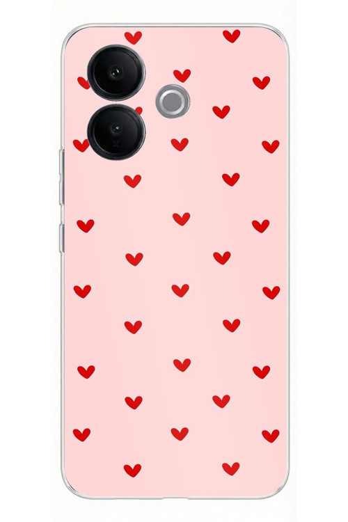 Vivo V60 Lite Uyumlu Kırmızı Minik Kalpler Baskılı Silikon Kılıf