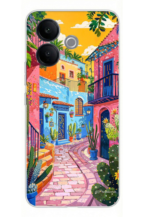 Vivo V60 Lite Uyumlu Renkli Sanat Sokak Silikon Kılıf Baskılı Silikon Kılıf