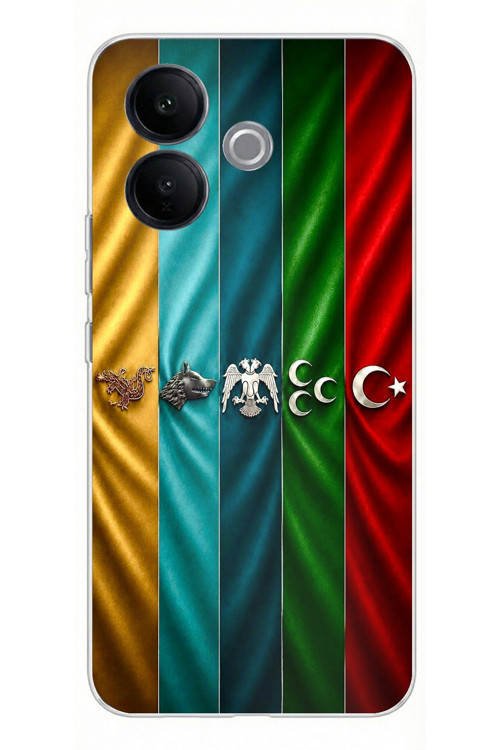 Vivo V60 Lite Uyumlu Tarihi Türk Devletleri Bayrakları Baskılı Silikon Kılıf