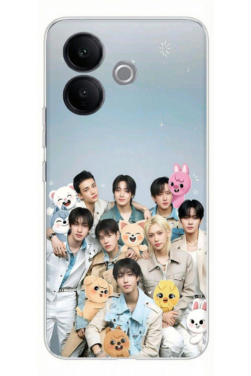 Vivo V60 Lite Uyumlu Tray Kids K-Pop Grubu ve SKZOO Temalı Baskılı Silikon Kılıf