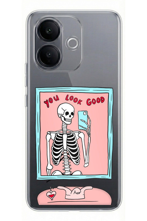 Vivo V60 Lite Uyumlu You Look Good İskelet Tasarımlı Baskılı Silikon Kılıf