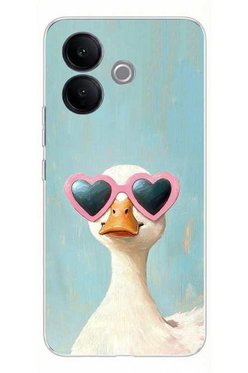 Vivo V60 Lite Uyumlu Yağlı Boya Pop-Art Ördek Baskılı Silikon Kılıf