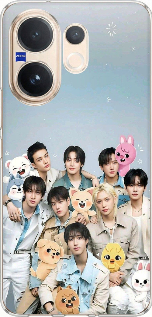 Vivo V60 Uyumlu Tray Kids K-Pop Grubu ve SKZOO Temalı Baskılı Silikon Kılıf