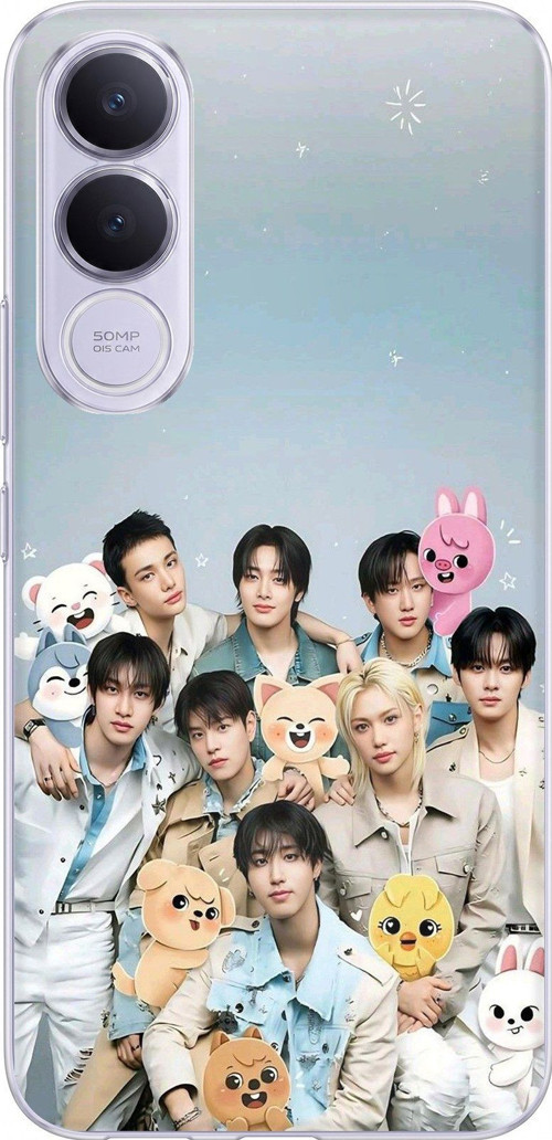 Vivo V70 FE Uyumlu Tray Kids K-Pop Grubu ve SKZOO Temalı Baskılı Silikon Kılıf
