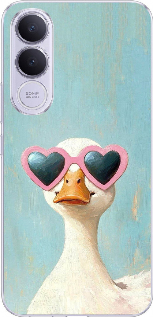 Vivo V70 FE Uyumlu Yağlı Boya Pop-Art Ördek Baskılı Silikon Kılıf