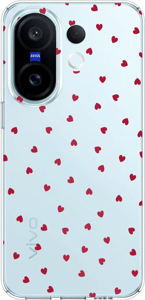 Vivo X200 FE Uyumlu Kırmızı Kalpler Tasarımlı Baskılı Silikon Kılıf