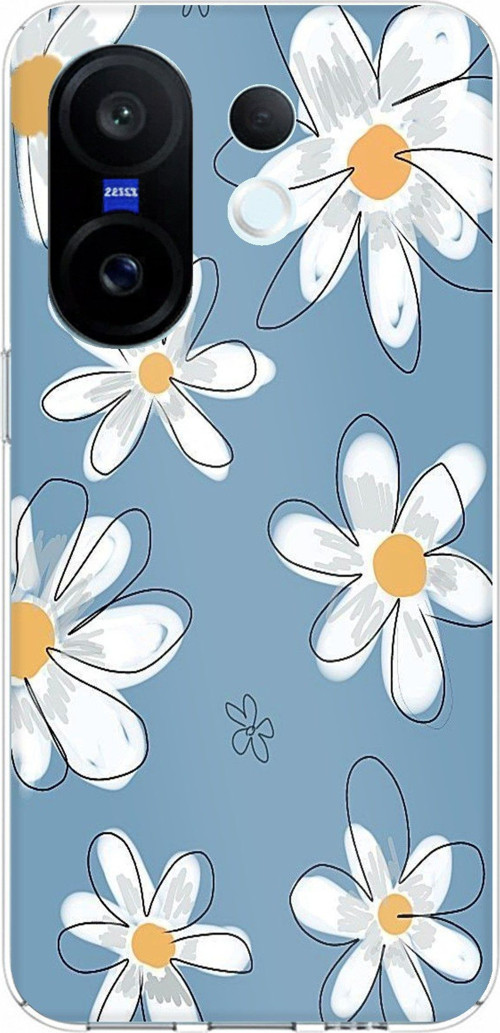 Vivo X200 FE Uyumlu Mavi Papatya Bahçesi Baskılı Silikon Kılıf