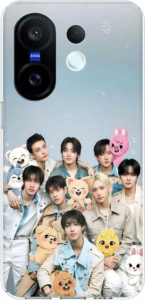 Vivo X200 FE Uyumlu Tray Kids K-Pop Grubu ve SKZOO Temalı Baskılı Silikon Kılıf