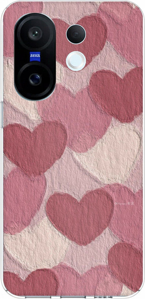 Vivo X200 FE Uyumlu Pastel Gül Kurusu ve Pembe Kalpli Baskılı Silikon Kılıf