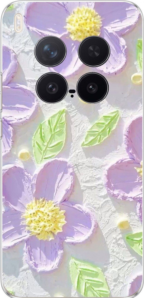 Vivo X300 Pro Uyumlu Mor Papatyalar Sulu Boya Baskılı Silikon Kılıf