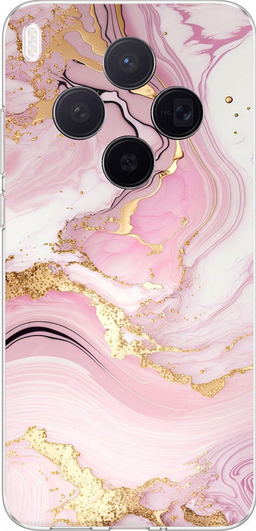 Vivo X300 Uyumlu Pembe Mermer Baskılı Silikon Kılıf