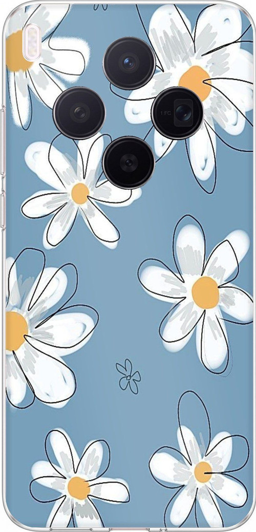 Vivo X300 Uyumlu Mavi Papatya Bahçesi Baskılı Silikon Kılıf
