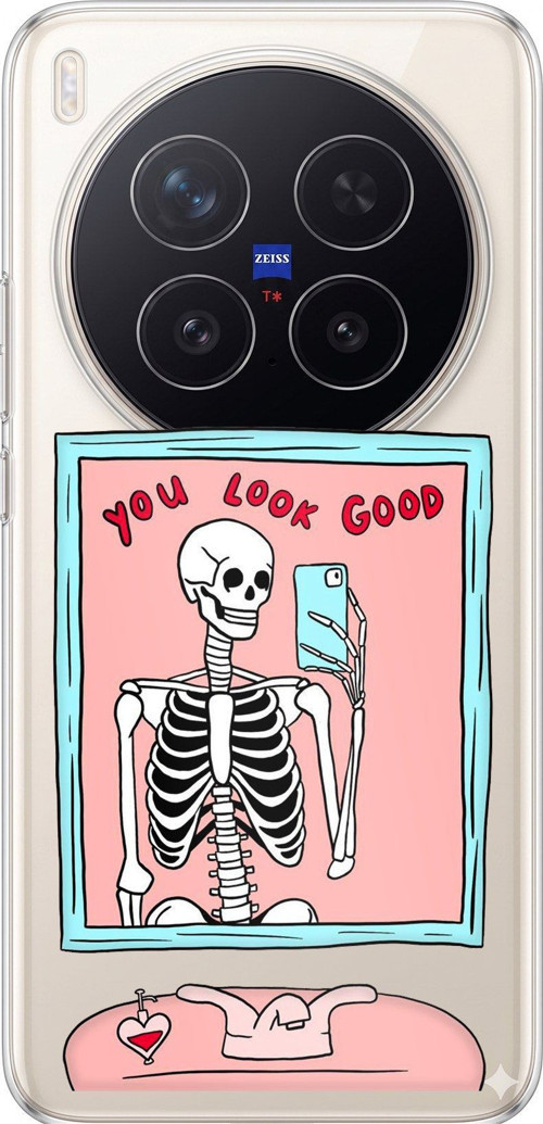Vivo X300 Pro Uyumlu You Look Good İskelet Tasarımlı Baskılı Silikon Kılıf