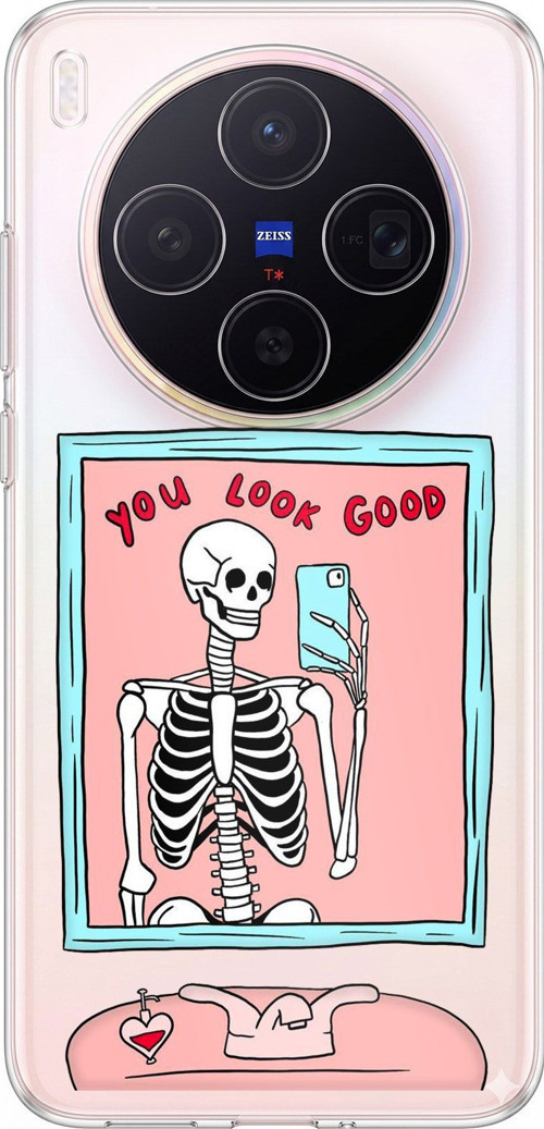 Vivo X300 Uyumlu You Look Good İskelet Tasarımlı Baskılı Silikon Kılıf