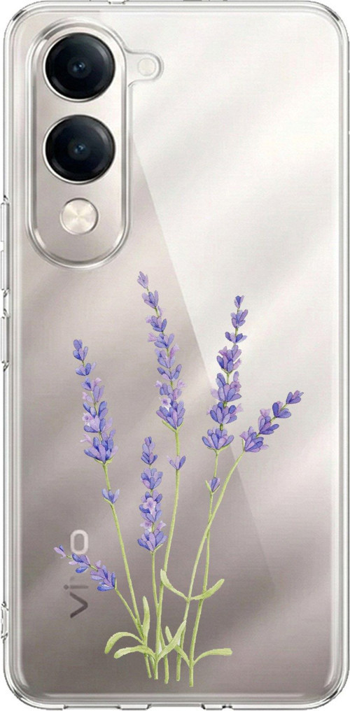 Vivo Y04 Uyumlu Lavanta Çiçek Tasarımlı Baskılı Silikon Kılıf