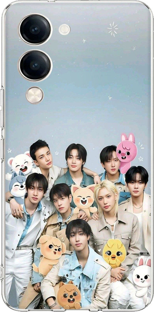 Vivo Y04 Uyumlu Tray Kids K-Pop Grubu ve SKZOO Temalı Baskılı Silikon Kılıf