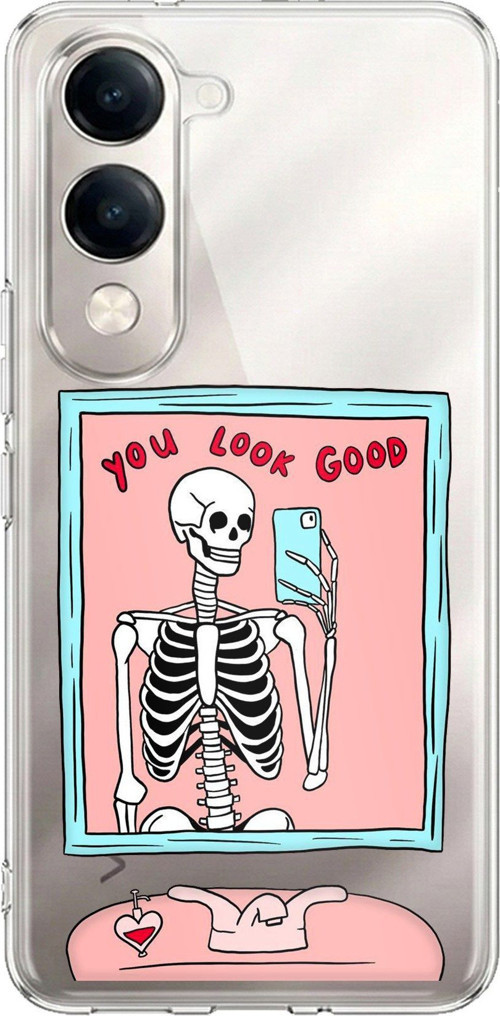 Vivo Y04 Uyumlu You Look Good İskelet Tasarımlı Baskılı Silikon Kılıf